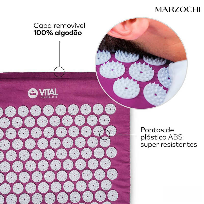 KIT: Tapete Massageador de Acupressão Marzochi +(Almofada e Bolsa de Brinde)